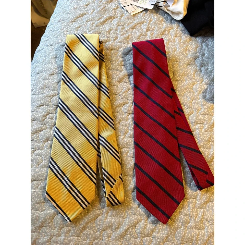 Brooks Brothers Necktie Lot Mens OS Yellow Red Excellent Silk Repp Stripe USA